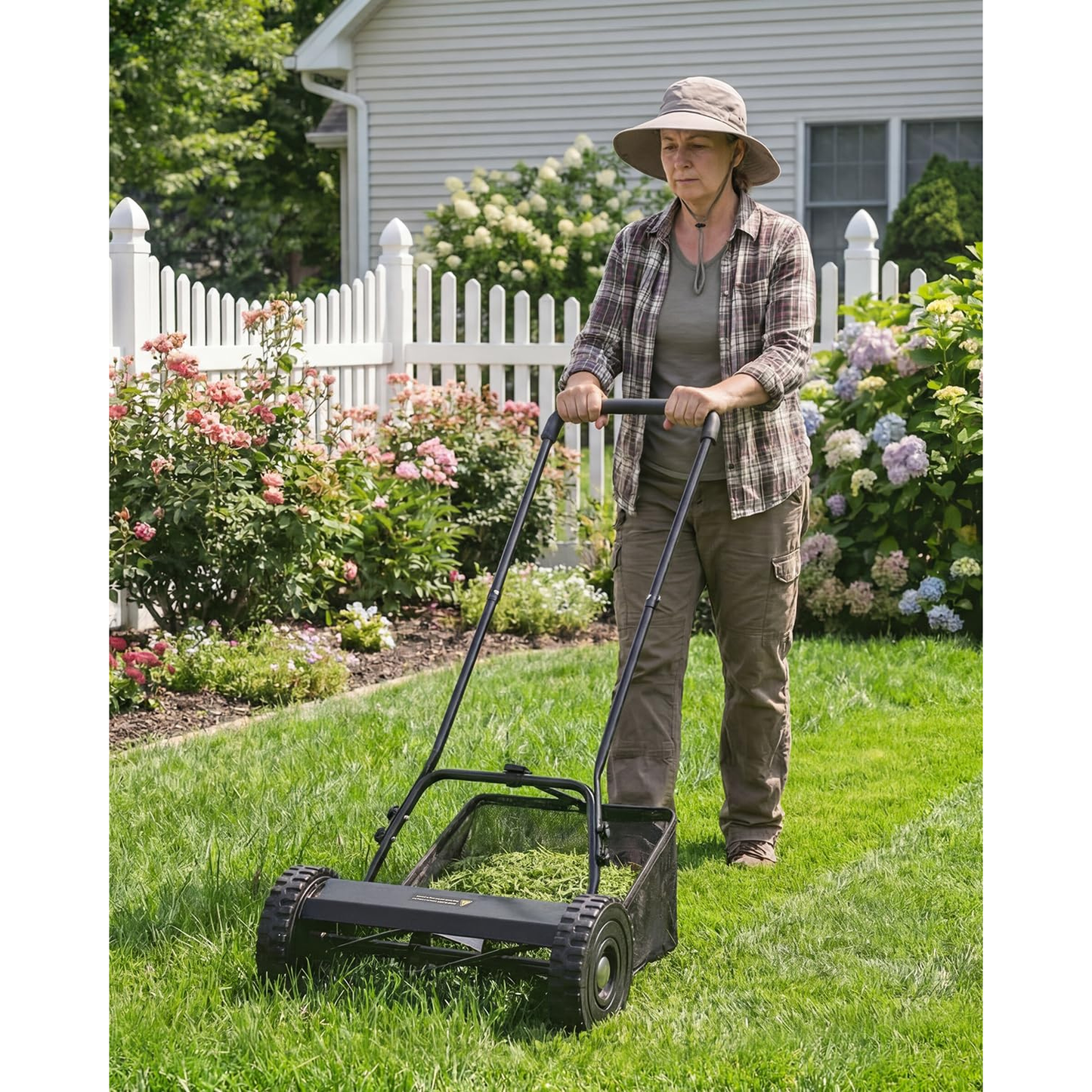 YODOLLA 14-Inch Manual Lawn Mower, 5 Blades Push Reel Lawn Mower