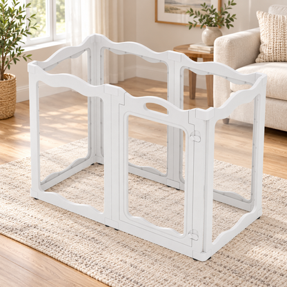 YODOLLA Clear Acrylic Dog Playpen Indoor, 30" H, 6 Panels, White