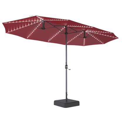 YODOLLA 15ft Double-Sided Patio Umbrella Outdoor Rectangle Umbrella with Base, Red