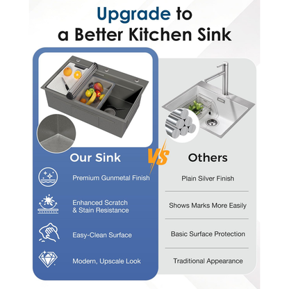YODOLLA 33x19 Inch Drop-in/Topmount Kitchen Sink