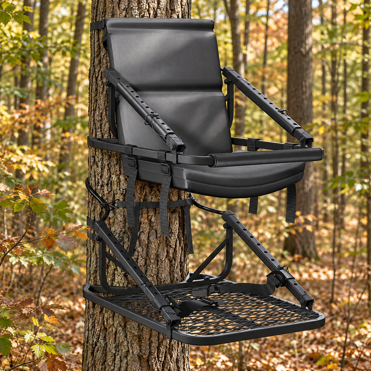 YODOLLA Ladder/Hang-on Tree Stand, Heavy-Duty Portable Steel Hunting Tree Stand