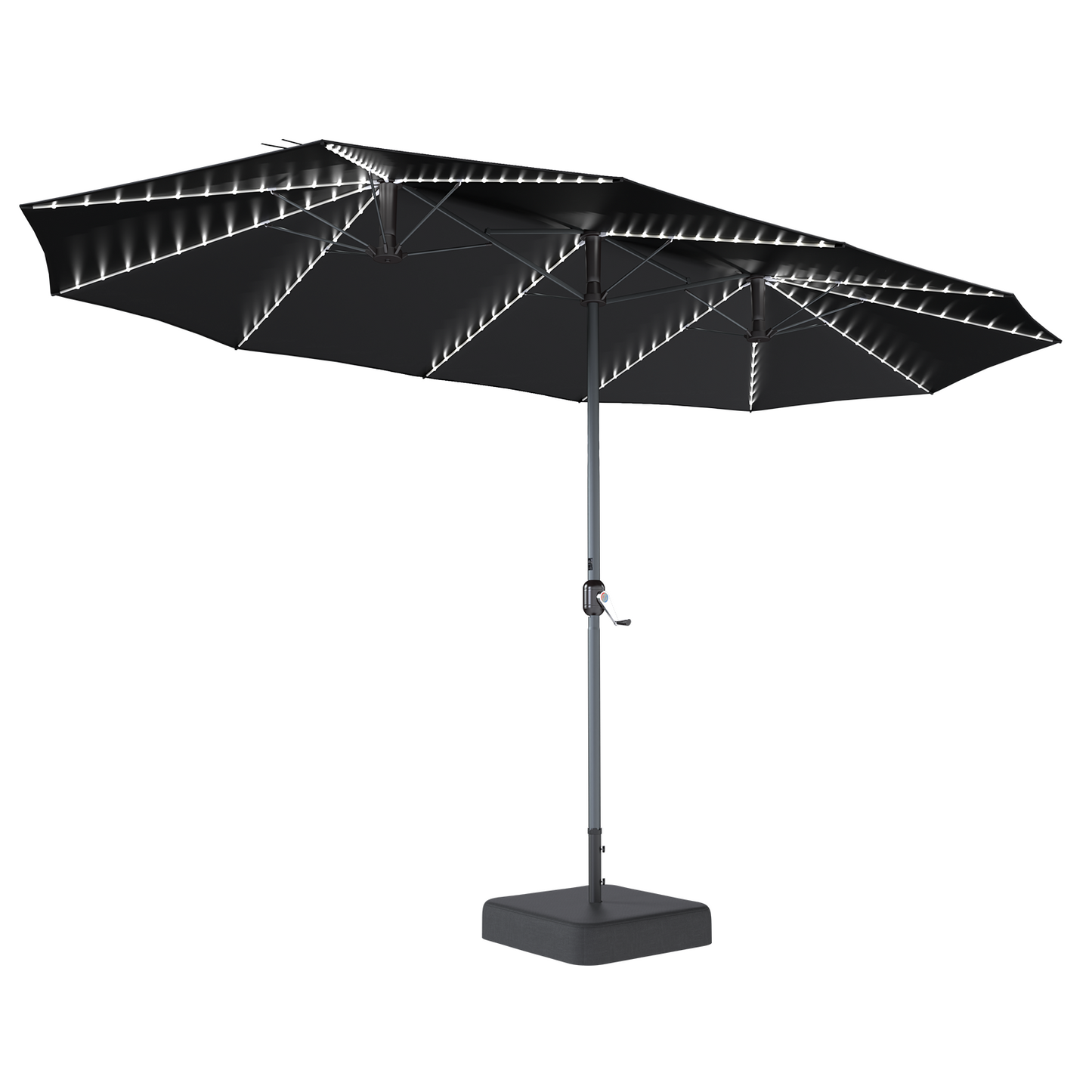 YODOLLA 15ft Double-Sided Patio Umbrella Outdoor Rectangle Umbrella with Base, Black