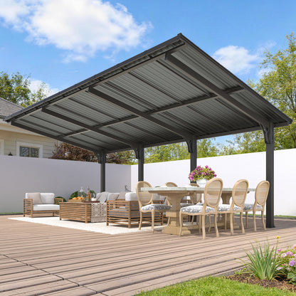 YODOLLA 20'x10' Freestanding Gazebo Outdoor Lean to Hardtop Metal Carport Pergolas