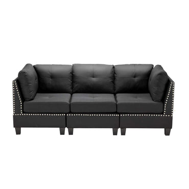 YODOLLA 88.6” L-Shaped Sofa Couch with Reversible Chaise, Fabric Black