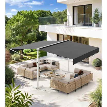 YODOLLA 10'x10' Dual Side Free Standing Retractable Awning, Dark Gray