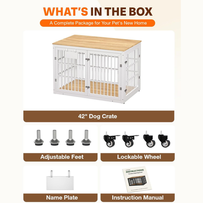 YODOLLA 42'' Dog Crate Furniture for X-Large Breed, White