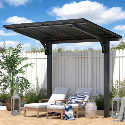 YODOLLA 8' x 5' Outdoor Lean to Grill Gazebo Hardtop Pergola Freestanding Pergolas