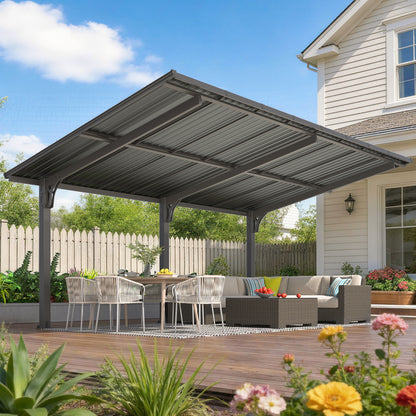 YODOLLA 16'x10' Freestanding Gazebo Outdoor Lean to Hardtop Metal Carport Pergolas