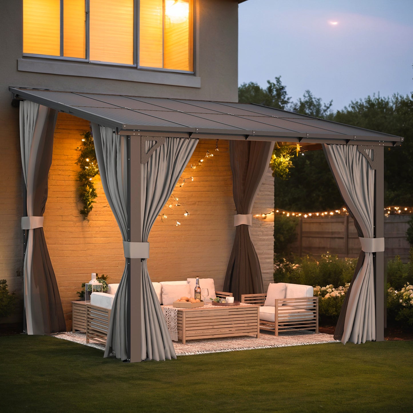 YODOLLA Small 10x8 Gazebo with Curtains