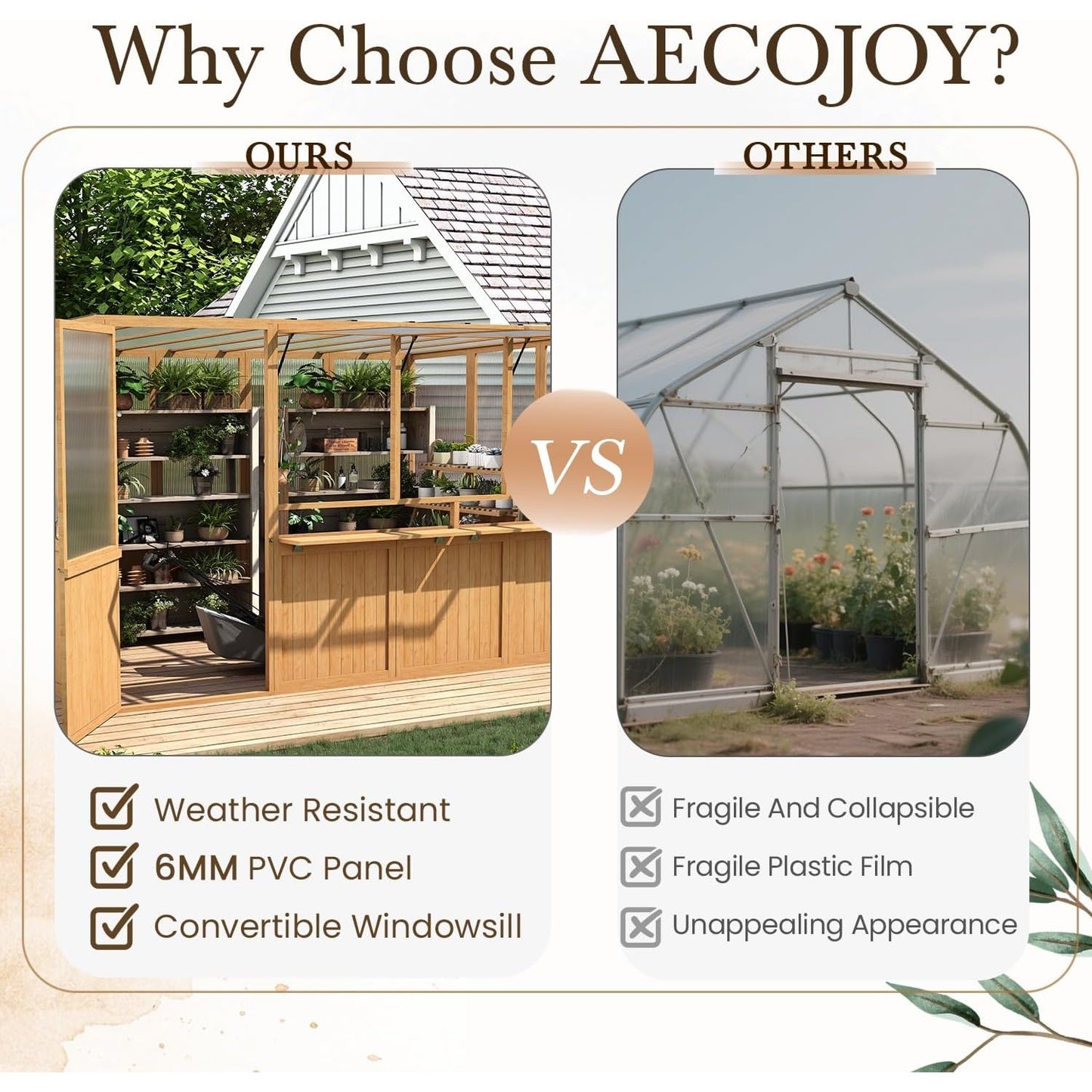 YODOLLA 6x10 FT Wood Greenhouse for Outdoors