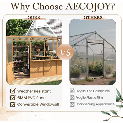 YODOLLA 6x10 FT Wood Greenhouse for Outdoors