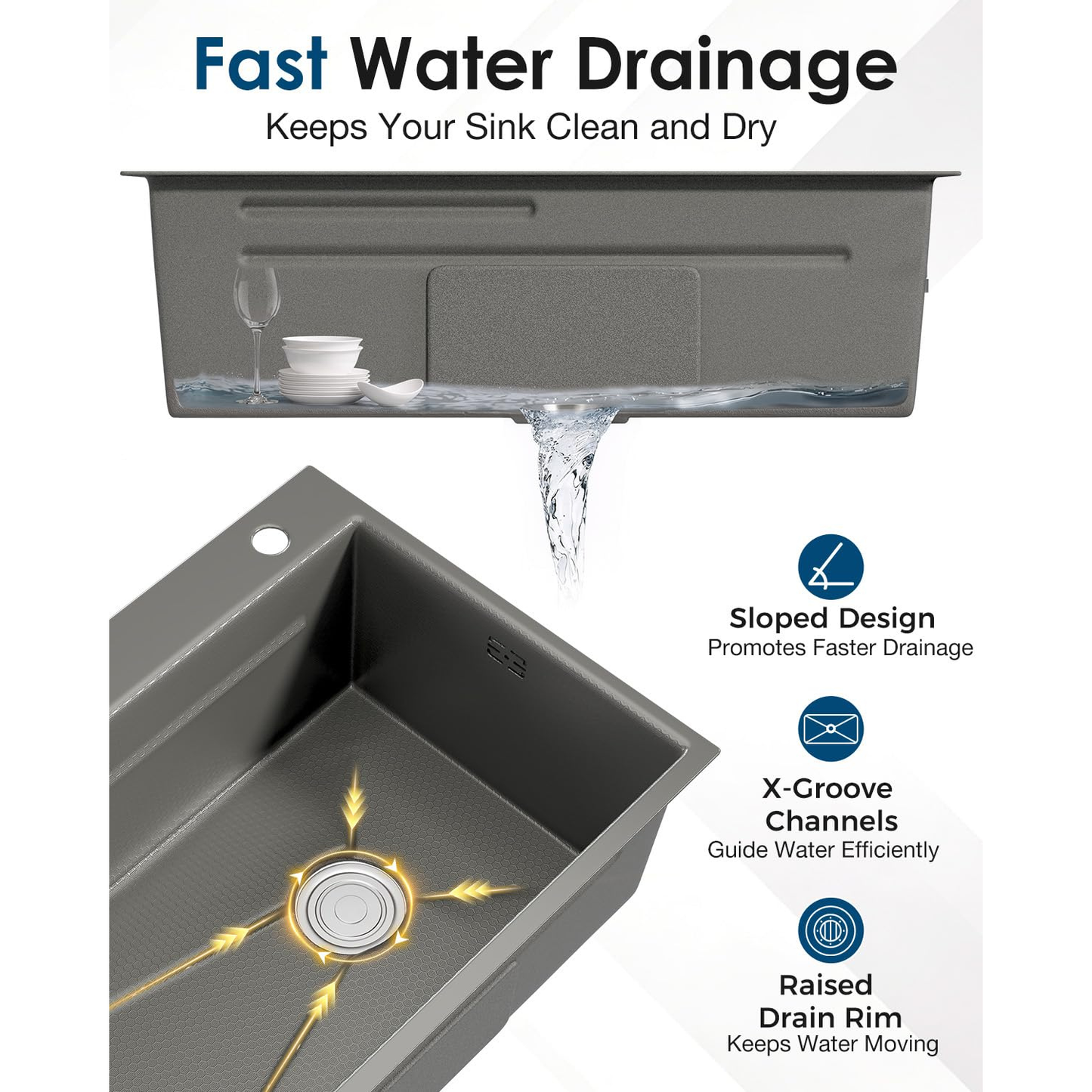 YODOLLA 33x22 In Drop-in/Topmount Kitchen Sink, Stainless Steel Workstation Sink