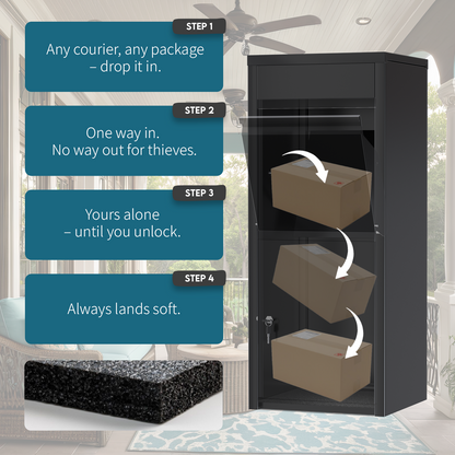 YODOLLA Package Delivery Box for Outside Anti-Theft Parcel Drop Box with Lock, Black