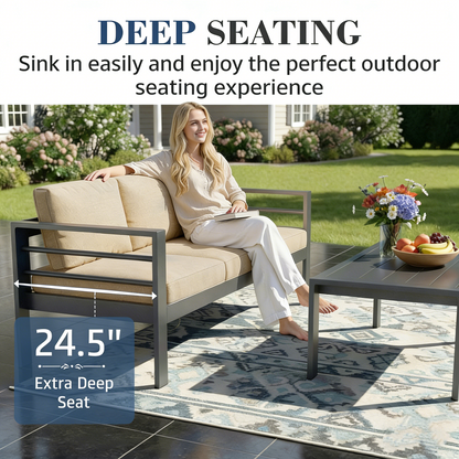 YODOLLA Aluminum Patio Furniture Set, 7 Seats with Coffee Table