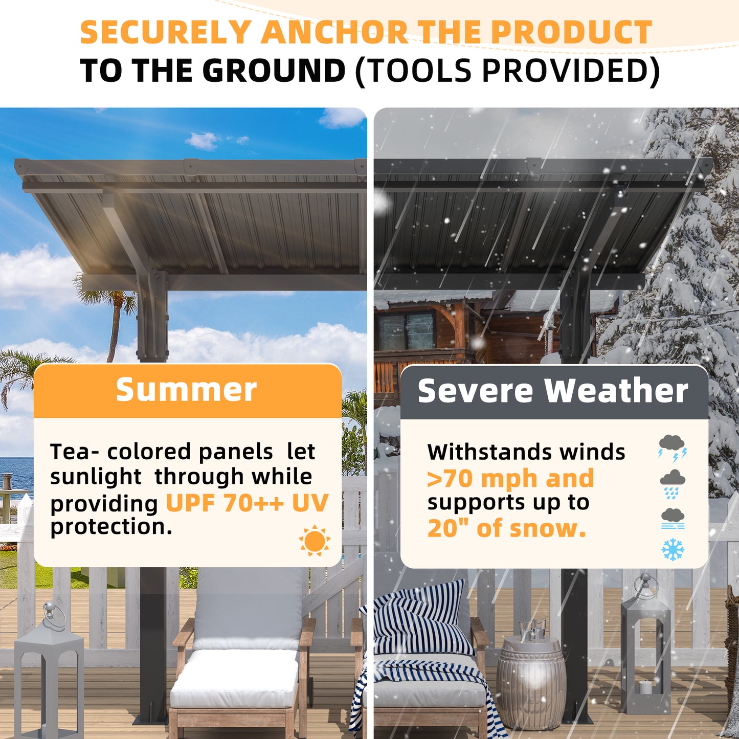 YODOLLA 16'x10' Freestanding Gazebo Outdoor Lean to Hardtop Metal Carport Pergolas