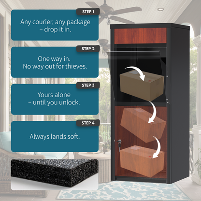 YODOLLA Package Delivery Box for Outside Anti-Theft Parcel Drop Box with Lock, Brown