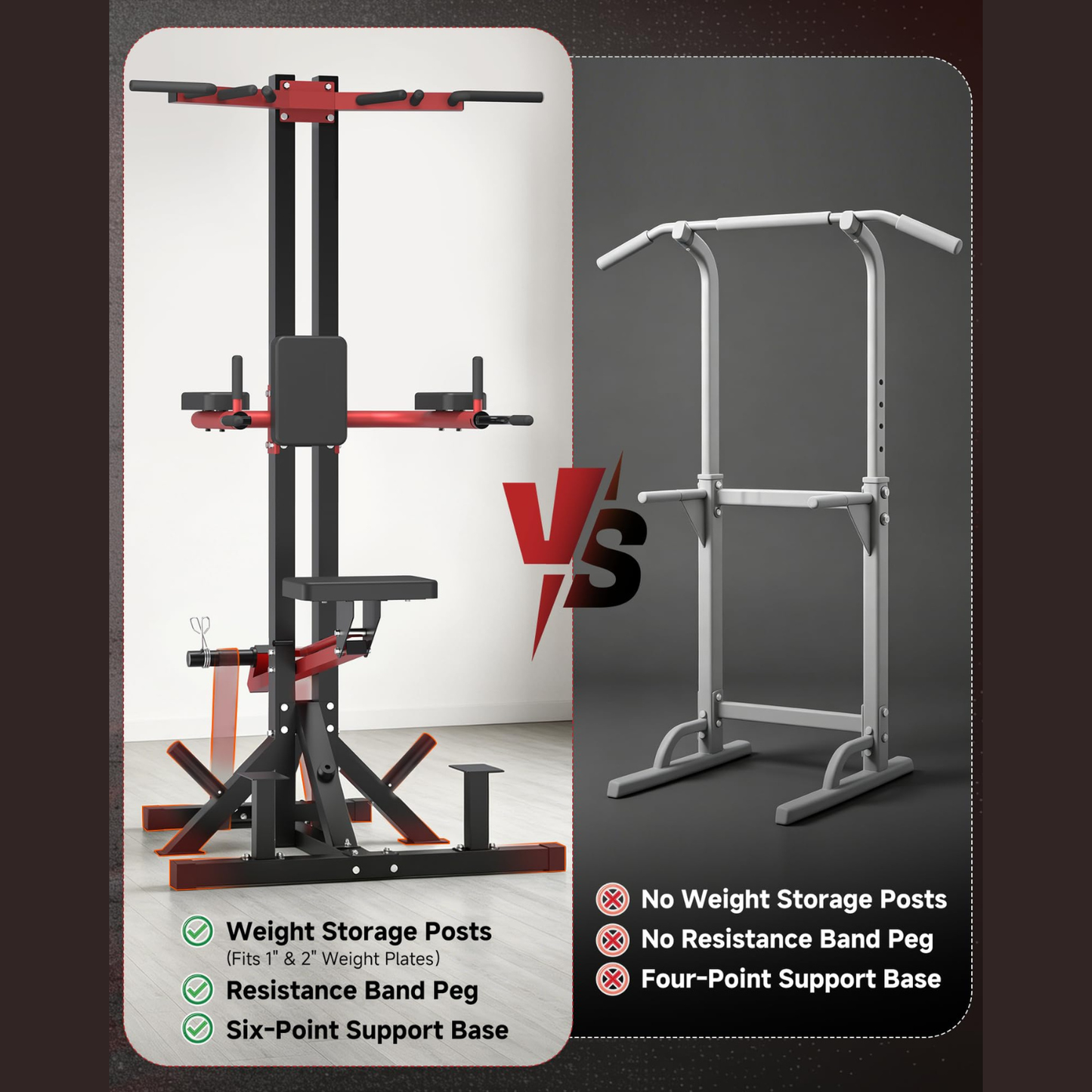 YODOLLA Power Tower Pull Up & Dip Station, Leverage Assisted Dip Machine