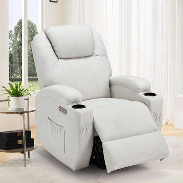YODOLLA Power Lift Recliner Chair for Elderly with Side Pockets, Fabric, White