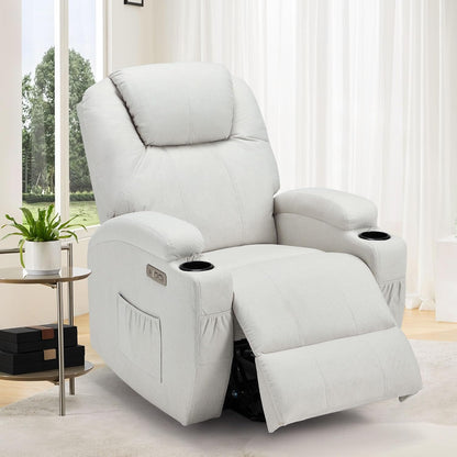 YODOLLA Power Lift Recliner Chair for Elderly with Side Pockets, Fabric, White