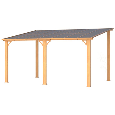 YODOLLA 14' x 10' Wood Grain Hard Top Lean to Gazebo Pergola