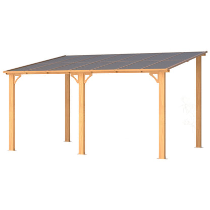 YODOLLA 14' x 10' Wood Grain Hard Top Lean to Gazebo Pergola