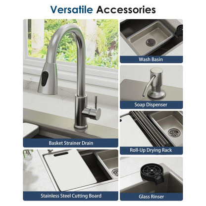 YODOLLA 33x22 In Drop-in/Topmount Kitchen Sink, Stainless Steel Workstation Sink