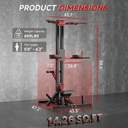 YODOLLA Power Tower Pull Up & Dip Station, Leverage Assisted Dip Machine