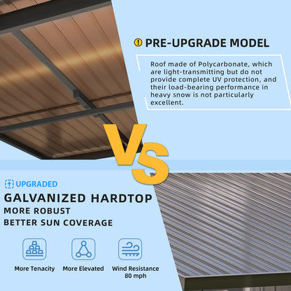 YODOLLA 16' x 10' Outdoor Lean to Hardtop Gazebo for Patio
