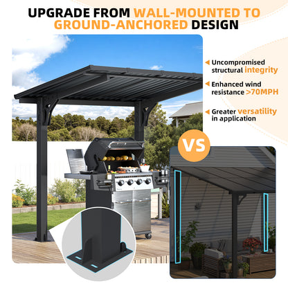 YODOLLA 8' x 5' Outdoor Lean to Grill Gazebo Hardtop Pergola Freestanding Pergolas