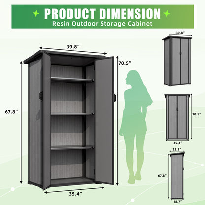 YODOLLA Waterproof Tall Resin Outdoor Storage Cabinet with Adjustable Shelves