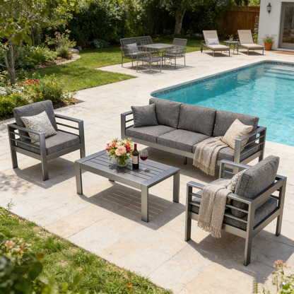 YODOLLA Aluminum Patio Furniture Set, 5 Seats with Coffee Table