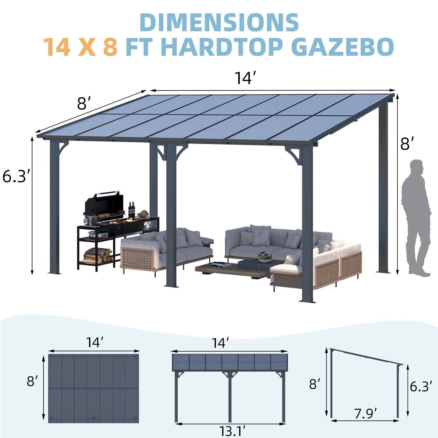 YODOLLA Black Patio Gazebo