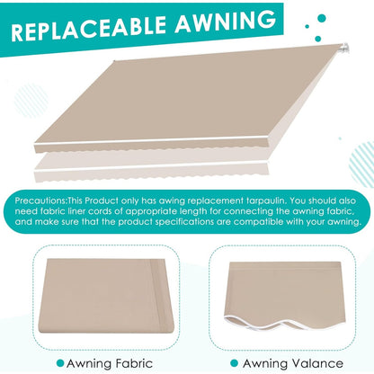 YODOLLA 10x8FT Retractable Awning Replacement Sunshade Canopy