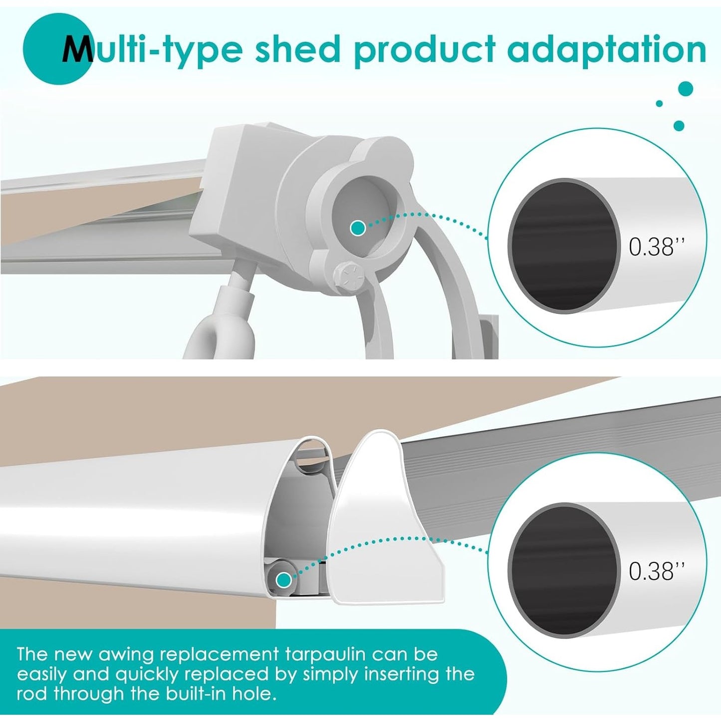 YODOLLA 10x8FT Retractable Awning Replacement Sunshade Canopy