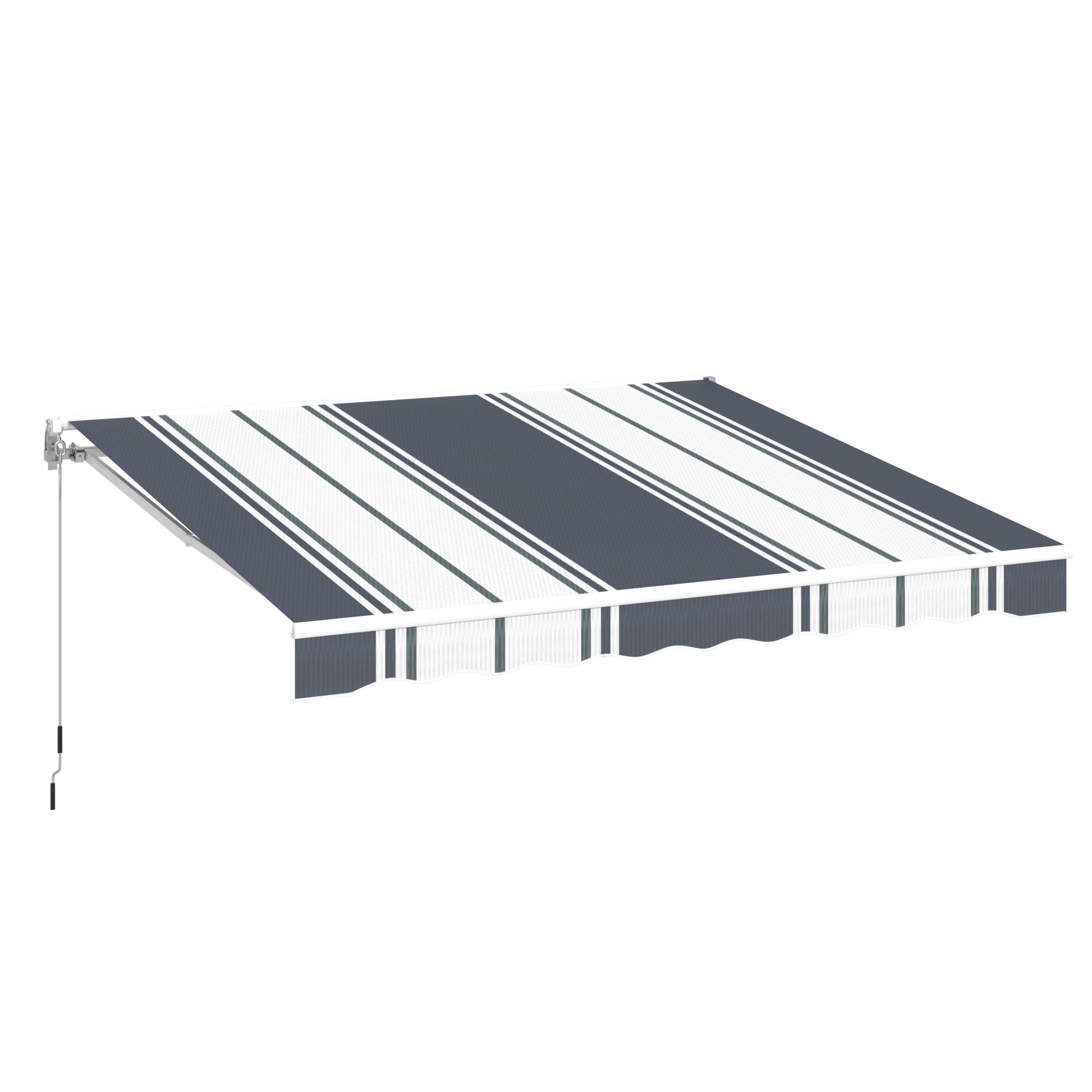 YODOLLA 13'x8' retractable awning, blue stripes.