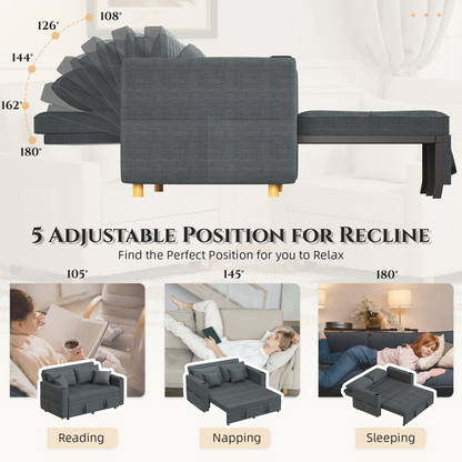 YODOLLA Sleeper Chair Bed, 63" Extra Wide Convertible Sofa Bed for Adults, Dark Grey