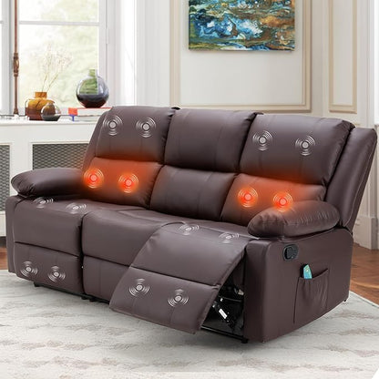 YODOLLA Reclining Sofa 3-Seater Couch, Brown
