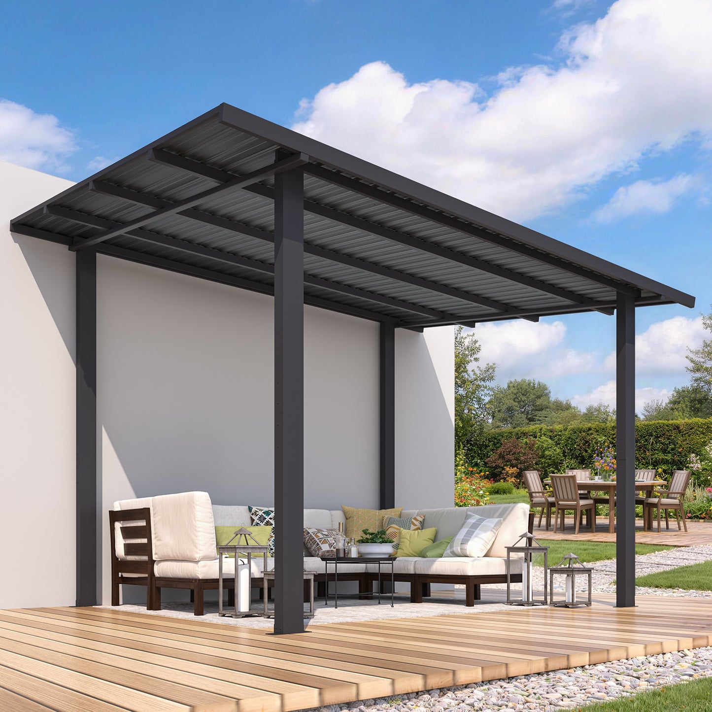 YODOLLA 12' x 8' Outdoor Hardtop Lean to Gazebo for Patio