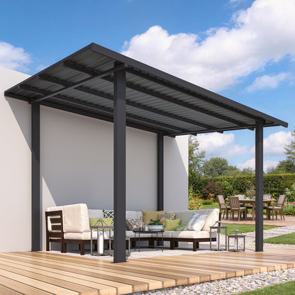 YODOLLA 12' x 8' Outdoor Hardtop Lean to Gazebo for Patio