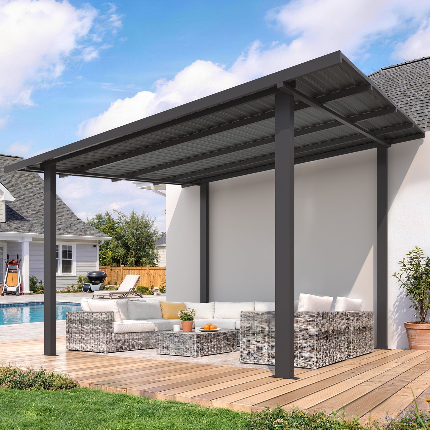 YODOLLA 12' x 10' Outdoor Hardtop Lean to Gazebo for Patio