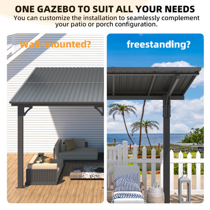 YODOLLA 16'x10' Freestanding Gazebo Outdoor Lean to Hardtop Metal Carport Pergolas