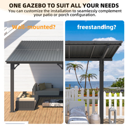 YODOLLA 8' x 5' Outdoor Lean to Grill Gazebo Hardtop Pergola Freestanding Pergolas