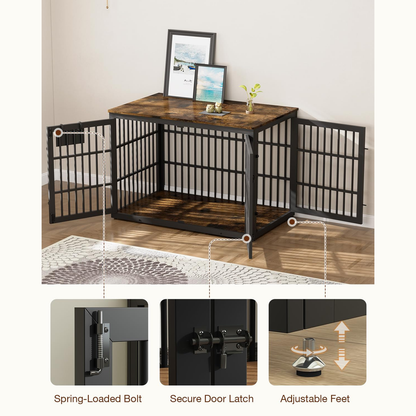 YODOLLA 46'' Dog Crate Furniture for XX-Large Dogs, Rustic Brown
