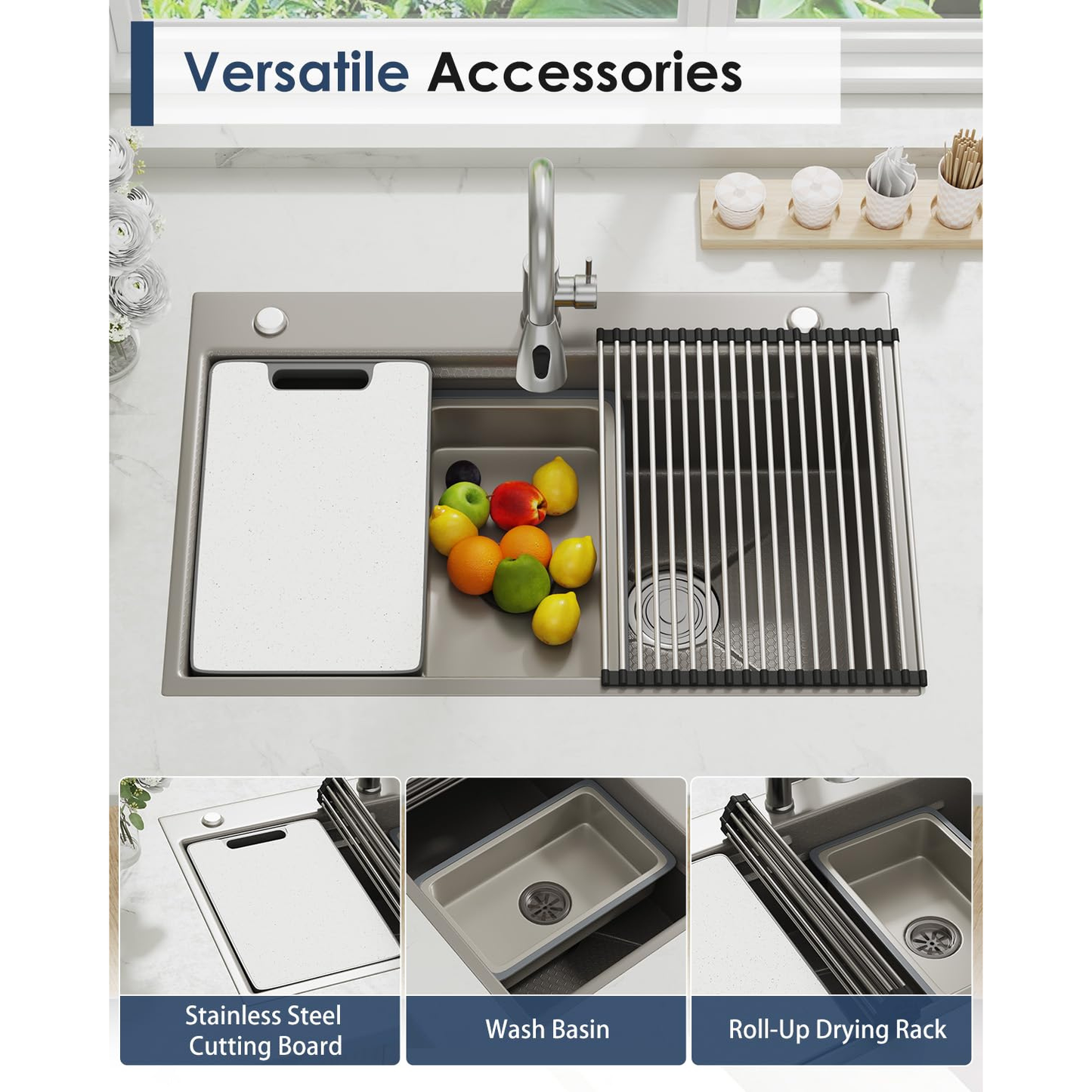 YODOLLA 33x19 Inch Drop-in/Topmount Kitchen Sink