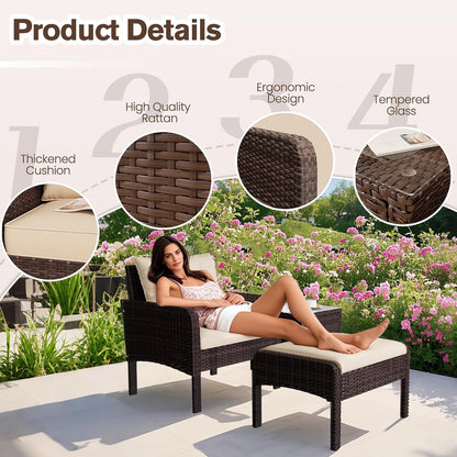 YODOLLA Outdoor 5 Pieces Patio Furniture Set, Beige