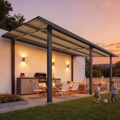 YODOLLA 16' x 10' Outdoor Lean to Hardtop Gazebo for Patio