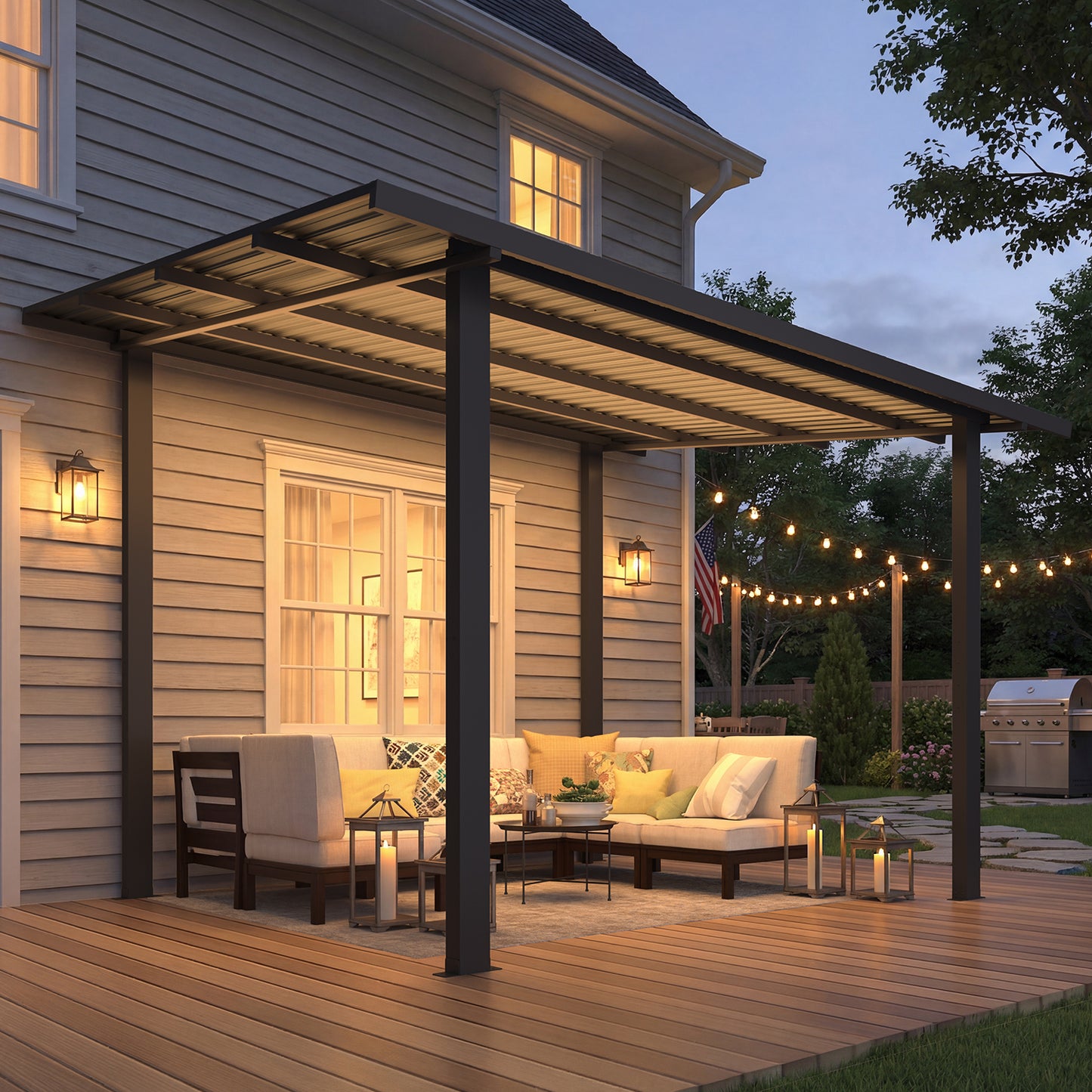 YODOLLA 12' x 8' Outdoor Hardtop Lean to Gazebo for Patio