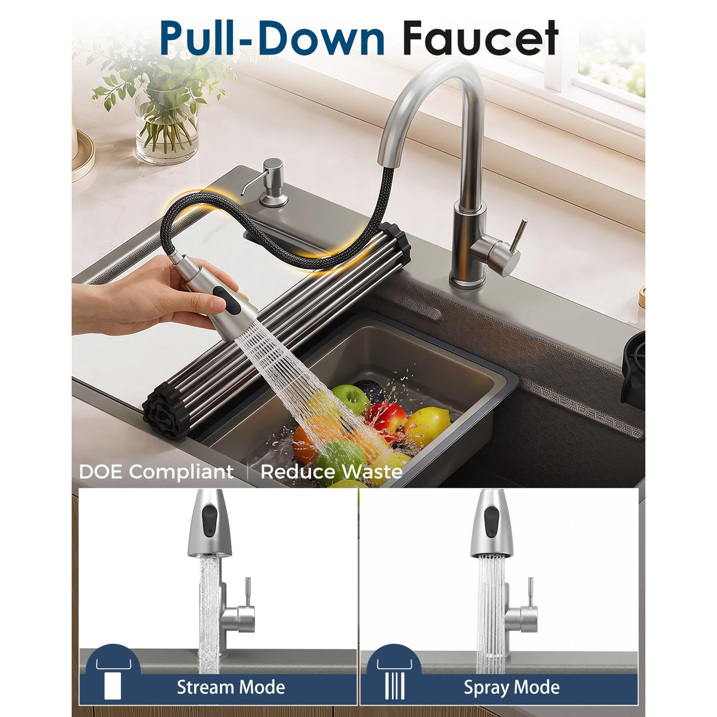 YODOLLA 33x19 In Drop-in/Topmount Kitchen Sink, Stainless Steel Workstation Sink