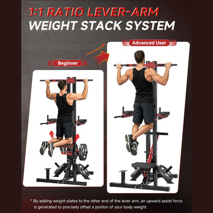 YODOLLA Power Tower Pull Up & Dip Station, Leverage Assisted Dip Machine