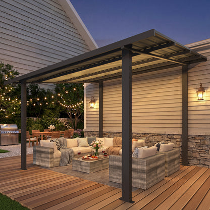 YODOLLA 12' x 10' Outdoor Hardtop Lean to Gazebo for Patio